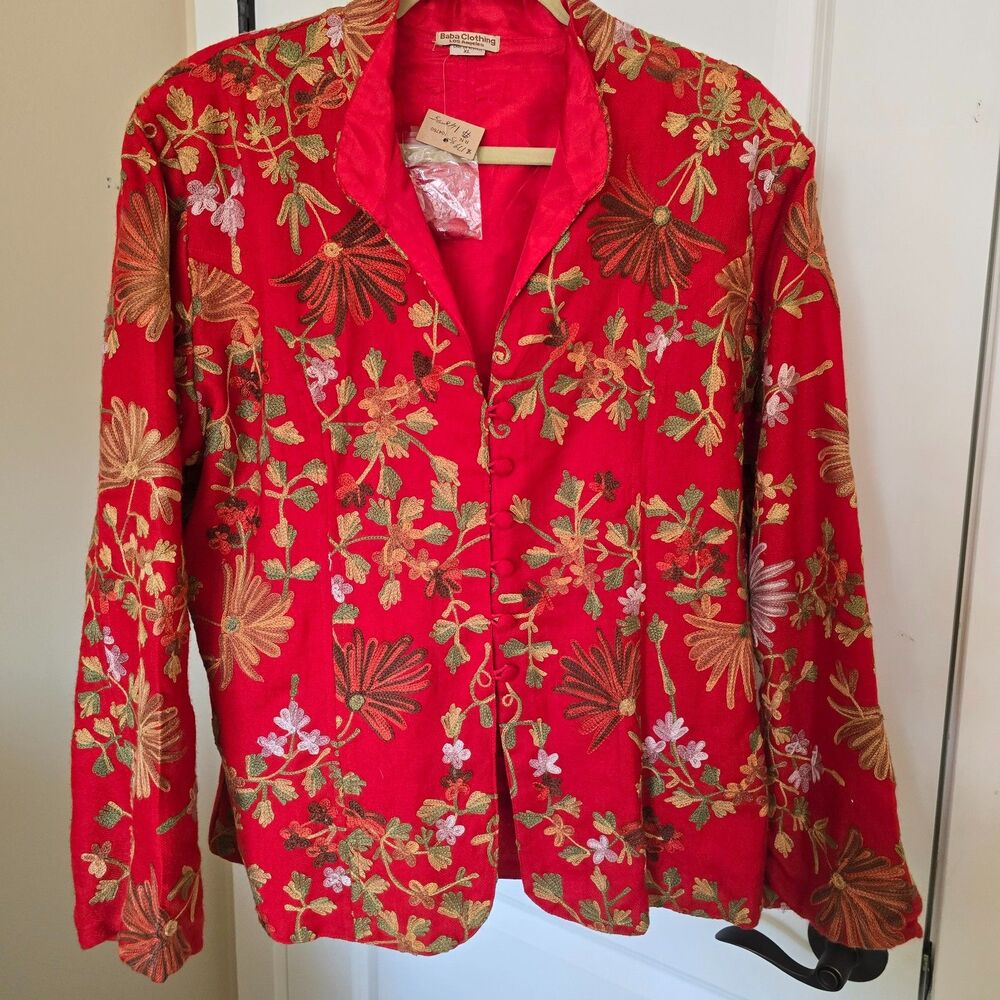 NWT Baba Clothing Los Angeles Embroidered Blazer Jacket XL